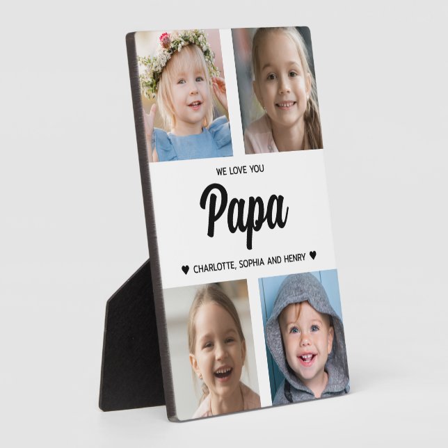 Wir Liebe Sie Papa Familie halten Foto Collage Fotoplatte (Seite)