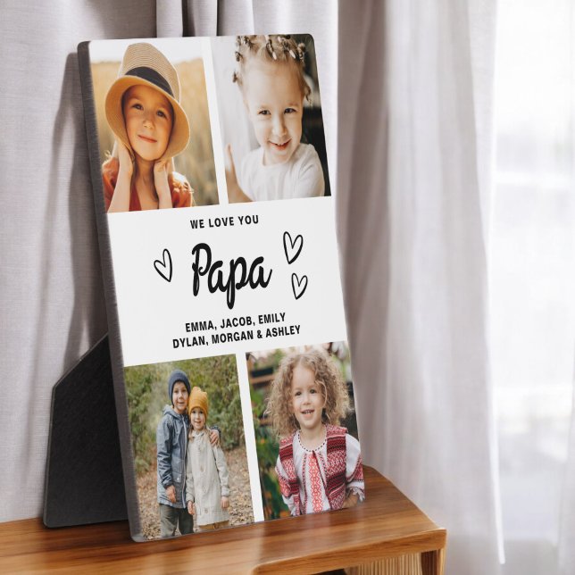 Wir Liebe Sie Papa Familie Moderne FotoCollage Fotoplatte (Von Creator hochgeladen)