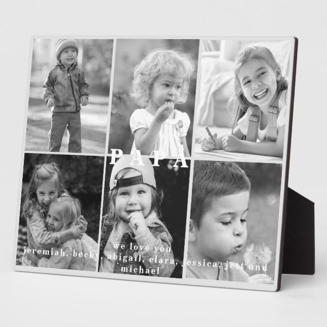 Wir Liebe Sie Papa Names Foto Collage Fotoplatte (Seite)
