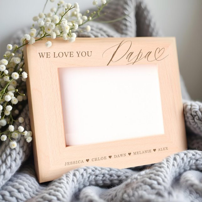Wir Liebe Sie Papa Script Herzkinder Namen Keepake Geätzte Rahmen (We Love You Papa Script Heart Kids Names Keepsake Etched Frames)