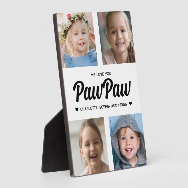 Wir Liebe Sie PawPaw Familie Foto Collage Fotoplatte (Seite)