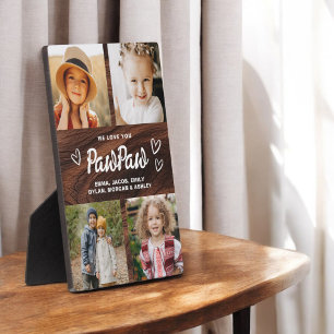 Wir Liebe Sie PawPaw Rustic Wood Foto Collage Fotoplatte