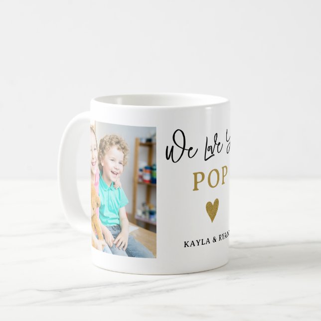 Wir Liebe Sie Pop 2 FotoCollage Großvater Kaffeetasse (Vorderseite Links)