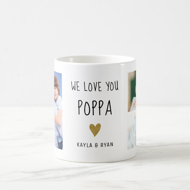 Wir Liebe Sie Poppa 3 FotoCollage Großopa Kaffeetasse (Mittel)