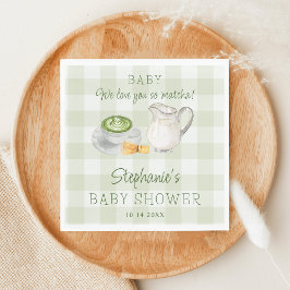 Wir Liebe Sie so Matcha Green Gingham Baby Dusche Serviette