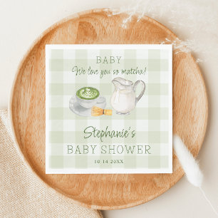 Wir Liebe Sie so Matcha Green Gingham Baby Dusche Serviette
