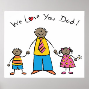 Wir Liebe Sie Vater Cartoon Familie glücklichen Va Poster
