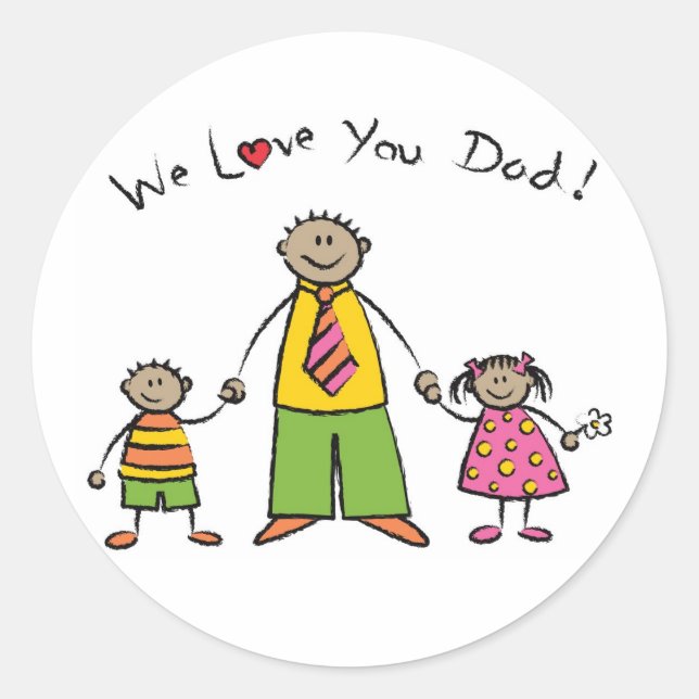 Wir Liebe Sie Vater Cartoon Familie glücklichen Va Runder Aufkleber (Vorderseite)