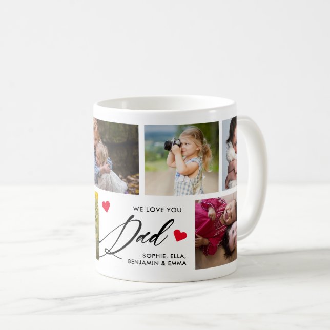 Wir Liebe Sie Vater Foto Collage Kaffeetasse (VorderseiteRechts)