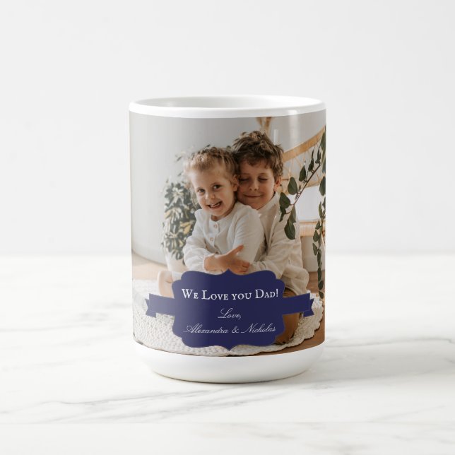Wir Liebe Sie Vater Foto Kaffee Tasse | Blau (Mittel)