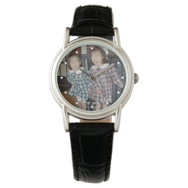 Wir Liebe Sie Vater Kinder Foto Herz Armbanduhr (Vorderseite)