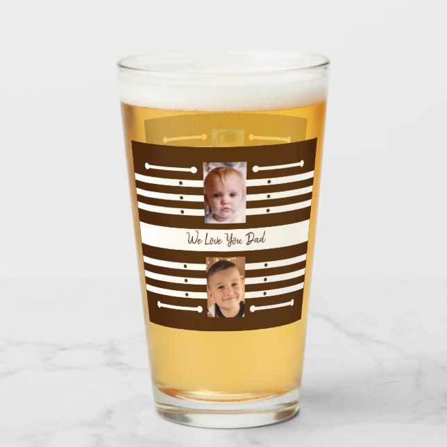 Wir Liebe Sie Vater Kinder Fotos braunes Bier Glas (Vorne (Gefüllt))