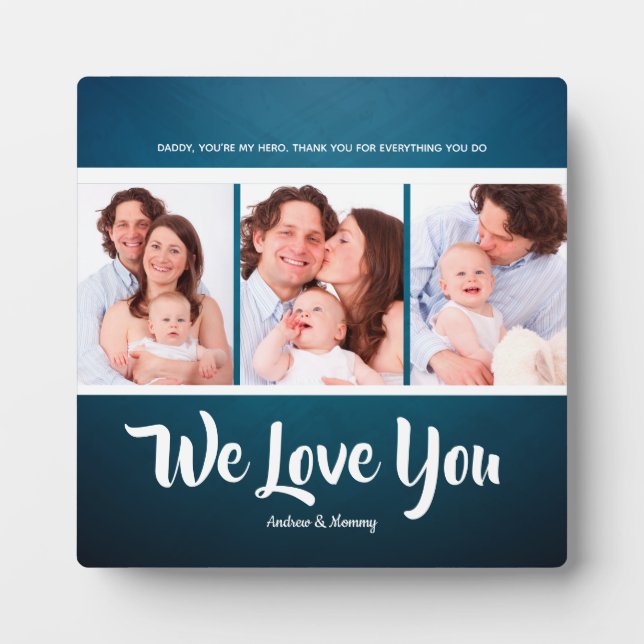 Wir Liebe Sie Vater, Personalisiert 3 Foto Collage Fotoplatte (Vorderseite)