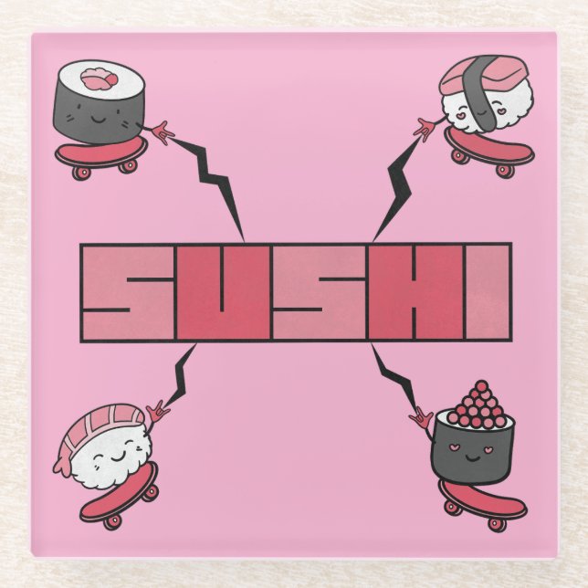 Wir Liebe Sushi - Sushi Liebe - ASL ILY Obsession Glasuntersetzer (Vorderseite)