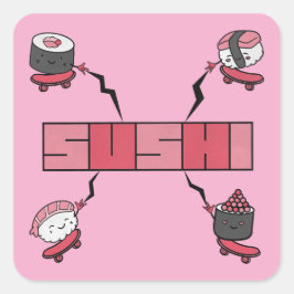 Wir Liebe Sushi - Sushi Liebe - ASL ILY Obsession Quadratischer Aufkleber