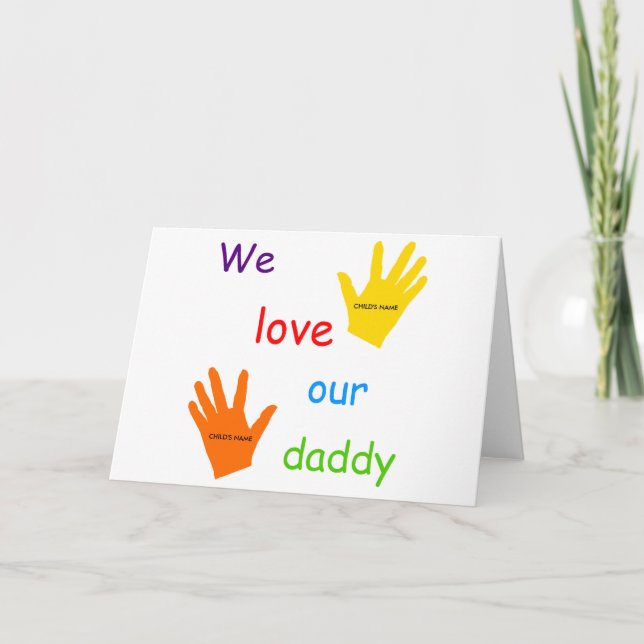 Wir Liebe unsere Gruß-Karte des Vati-(2 Kinder) Karte (Vorderseite)