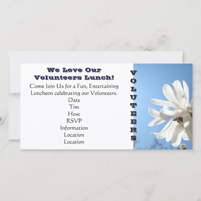 Wir Liebe unsere VOLUNTEERS Lunch Einladungen Dank (Vorderseite)