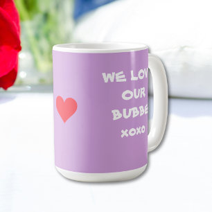 "WIR LIEBE UNSERES BUBBE XOXO" Weich Lila und weiß Kaffeetasse