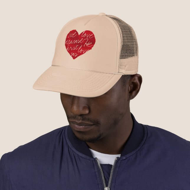 Wir Liebe, weil er die erste Beige Truckerkappe (Beispiel)