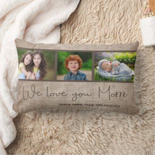 Wir lieben deine Mama 3 Foto Familie Collage Lendenkissen