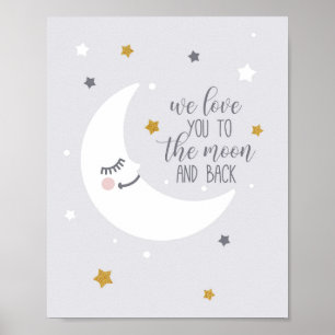 Wir lieben dich bis zum Mond und zurück Wandkunst  Poster
