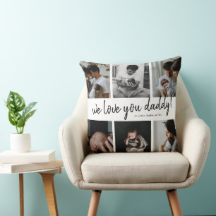 Wir lieben dich Daddy Moderne 6-Foto-Collage zum V Kissen