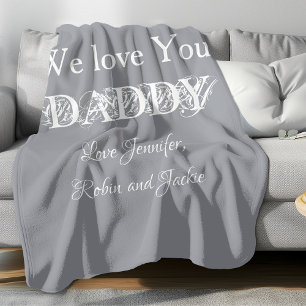 'Wir lieben Dich Daddy' von... Sanftes Grau & Wei Fleecedecke