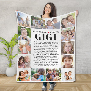 Wir lieben dich Gigi Multi-Foto-Collage-Andenken Fleecedecke