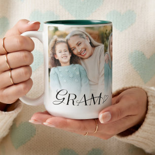 Wir lieben dich Gram Herz-Fotocollage-Andenken-Ges Zweifarbige Tasse