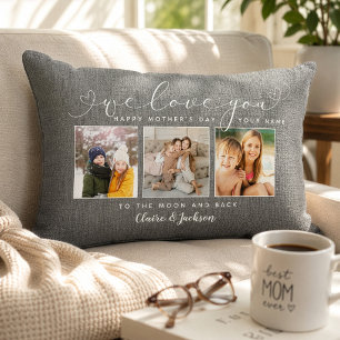 Wir lieben Dich Mama Familienfoto-Collage modern-r Lendenkissen