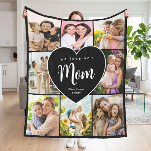 Wir lieben dich Mama Personalisierte 8 Foto-Collag Fleecedecke