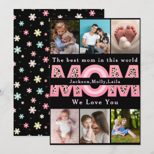 Wir lieben dich Mama Pink Minimalist 6 Foto-Collag Feiertagskarte