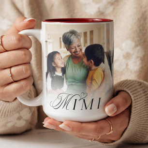 Wir lieben dich Mimi Herz-Fotocollage-Andenken-Ges Zweifarbige Tasse