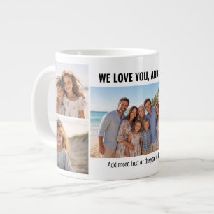 Wir lieben Dich - Name einfügen - 5 Fotos Collage Jumbo-Tasse
