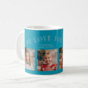 Wir lieben dich Oma 4-Foto Aqua Pfirsich Kaffeetasse