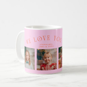 Wir lieben dich Oma 4-Foto Orange Pink Kaffeetasse