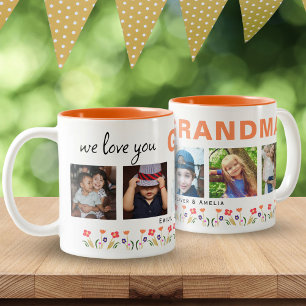 Wir lieben dich Oma Blumen 5 Fotos Andenken Zweifarbige Tasse