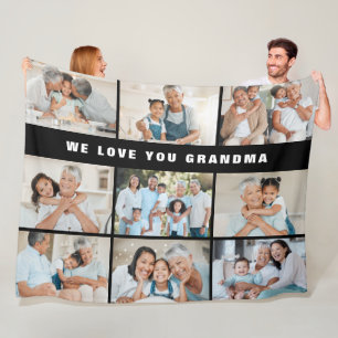 Wir lieben dich Oma Elegant Bold Schwarz 9 Foto Fleecedecke