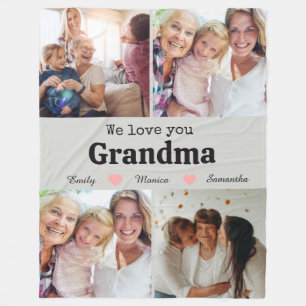 Wir lieben dich Oma elegante Schrift 4 Foto Andenk Fleecedecke