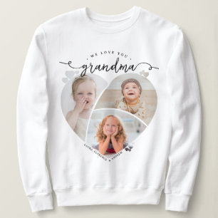Wir lieben dich Oma Herzförmige Fotocollage Sweatshirt