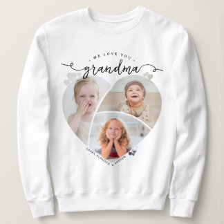 Wir lieben dich Oma Herzförmige Fotocollage Sweatshirt
