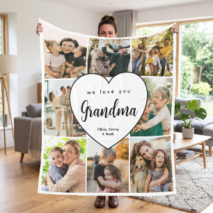 Wir lieben dich Oma Personalisierte 8-Foto-Collage Fleecedecke