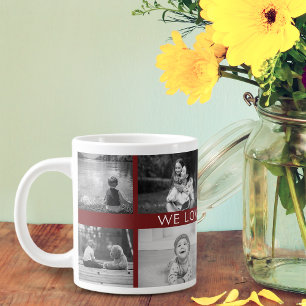 Wir lieben dich Oma Personalisierte B&W-Fotocollag Jumbo-Tasse