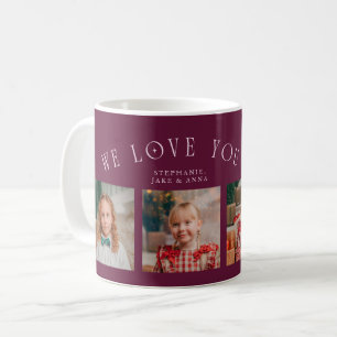 Wir lieben dich Opa 4-Foto Cranberry Kaffeetasse