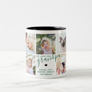 Wir lieben dich Opa   Foto-Geschenk Dunkelgrün Zweifarbige Tasse