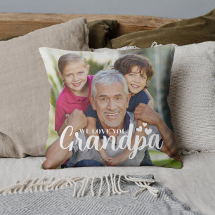 Wir lieben dich, Opa Foto-Herzen-Schrift Kissen