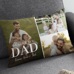 Wir lieben dich, Papa 3-Foto-Kollage Lendenkissen