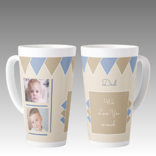 Wir lieben dich Papa blau und braun mit Fotos Milchtasse