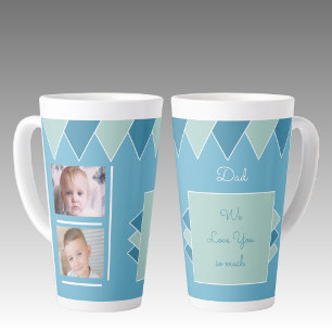 Wir lieben dich Papa blau und grün mit Fotos Milchtasse