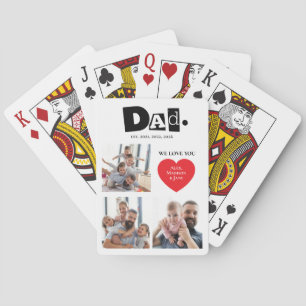Wir lieben dich Papa Est Jahre 3 Fotos Herz Spielkarten